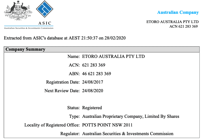 e投睿 ASIC监管信息